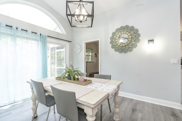 17069 81st Ln N, Loxahatchee, FL 33470 - dining area with a chandelier, light wood-style floors, and baseboards