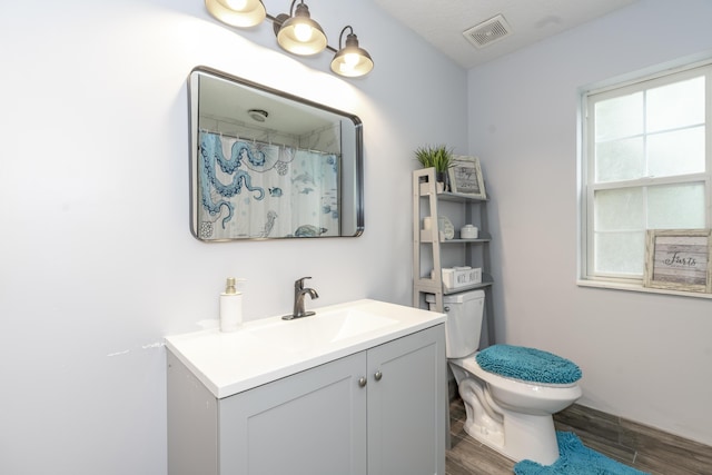17069 81st Ln N, Loxahatchee, FL 33470 - bathroom featuring vanity, toilet, and wood finished floors