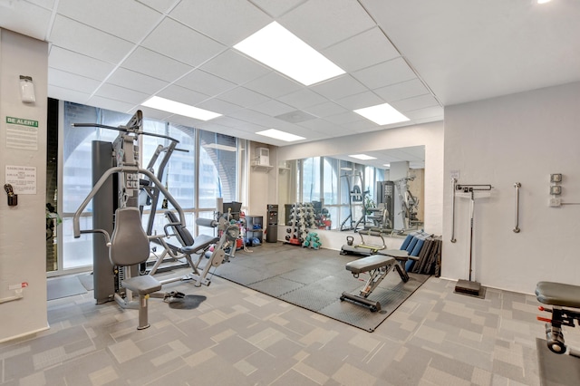 1180 S Ocean Blvd Unit 7E, Boca Raton, FL 33432 - workout area featuring carpet and a paneled ceiling