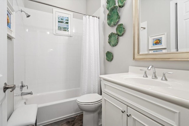 9926 SW Nuova Way, Port Saint Lucie, FL 34986 - full bathroom with vanity, toilet, and shower / bath combo with shower curtain