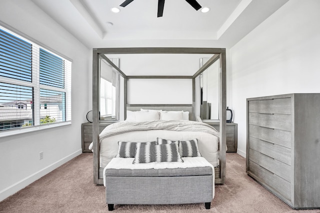 5609 Zestar Ln, The Acreage, FL 33470 - bedroom featuring light colored carpet, baseboards, ceiling fan, and recessed lighting