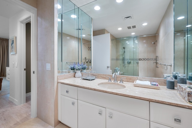 20310 Fairway Oaks Dr Unit 161, Boca Raton, FL 33434 - full bath with a stall shower, vanity, and recessed lighting