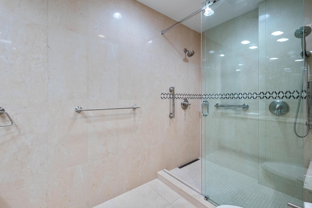 20310 Fairway Oaks Dr Unit 161, Boca Raton, FL 33434 - bathroom with a shower stall and tile patterned floors
