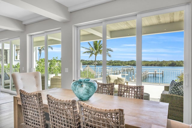 18119 SE Federal Hwy, Tequesta, FL 33469 - sunroom featuring beam ceiling and a water view