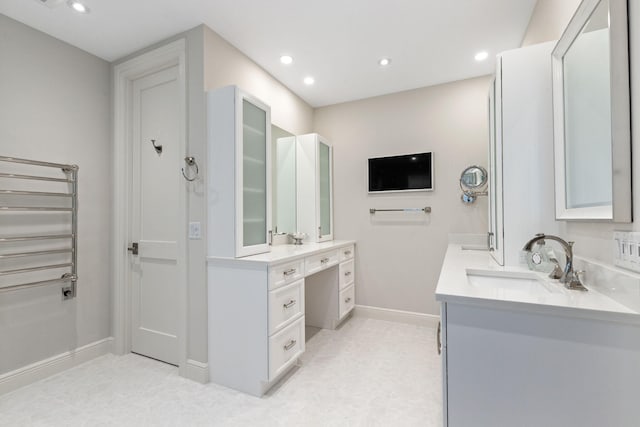 18119 SE Federal Hwy, Tequesta, FL 33469 - full bath with vanity, baseboards, recessed lighting, and radiator heating unit