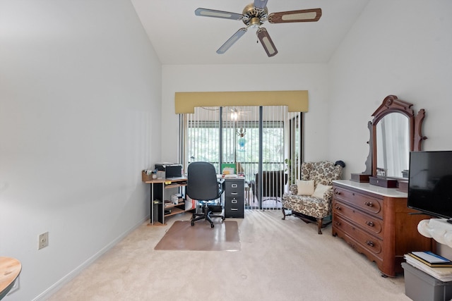 5200 SE Seascape Way Unit 201, Stuart, FL 34997 - office space with light carpet, a ceiling fan, and lofted ceiling