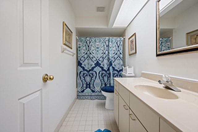 5200 SE Seascape Way Unit 201, Stuart, FL 34997 - bathroom with vanity, tile patterned flooring, toilet, and curtained shower