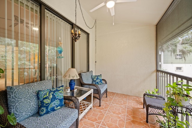 5200 SE Seascape Way Unit 201, Stuart, FL 34997 - sunroom featuring lofted ceiling and ceiling fan
