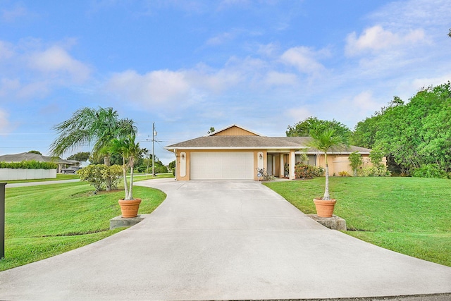 515 SE Nome Dr, Port Saint Lucie, FL 34984 - single story home featuring an attached garage, a front yard, concrete driveway, and stucco siding
