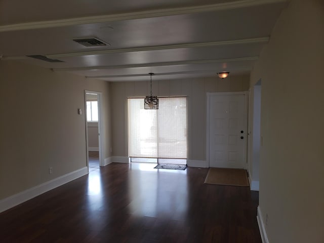 9253 SW 5th St Unit C, Boca Raton, FL 33428 - spare room with dark wood-style floors, beam ceiling, and baseboards