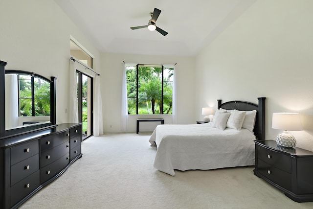 3583 Collonade Dr, Wellington, FL 33449 - bedroom with light colored carpet, access to outside, and a ceiling fan