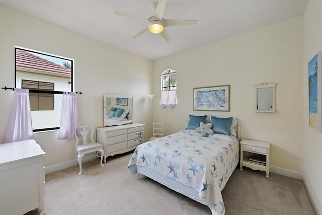 3583 Collonade Dr, Wellington, FL 33449 - bedroom featuring light colored carpet, baseboards, and a ceiling fan