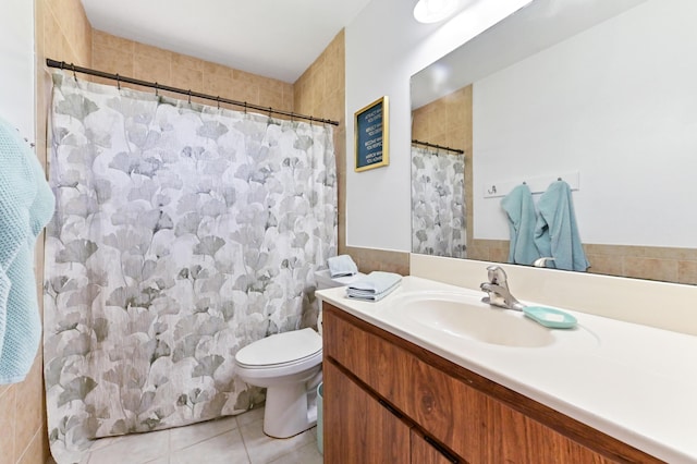 17183 76th St N, Loxahatchee, FL 33470 - bathroom featuring vanity, toilet, tile patterned flooring, and a shower with curtain
