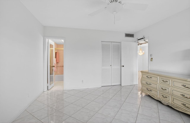 300 NE 20th St Unit 8060, Boca Raton, FL 33431 - bedroom with a closet, light tile patterned floors, and a ceiling fan