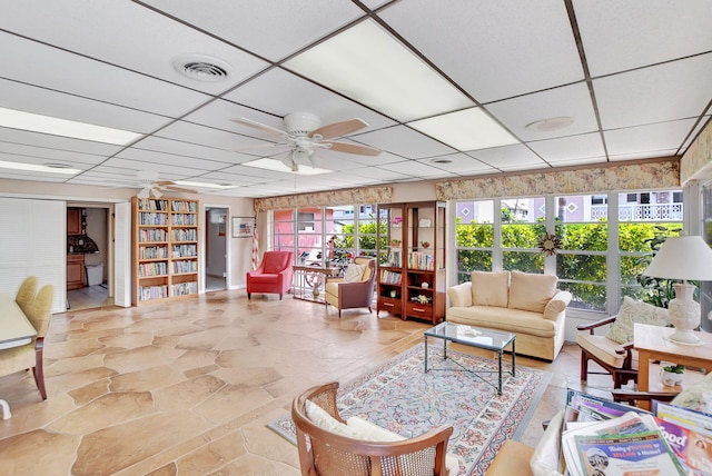 300 NE 20th St Unit 8060, Boca Raton, FL 33431 - living area featuring a paneled ceiling and ceiling fan