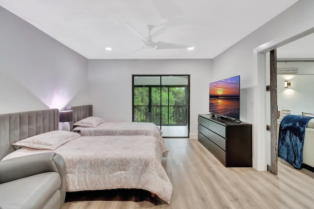 21695 Tall Palm Cir Unit 4B, Boca Raton, FL 33433 - bedroom with light wood finished floors, recessed lighting, and access to outside