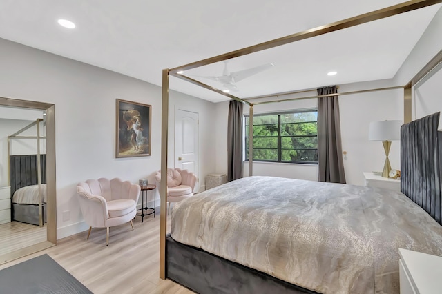 21695 Tall Palm Cir Unit 4B, Boca Raton, FL 33433 - bedroom featuring light wood-type flooring, baseboards, and recessed lighting