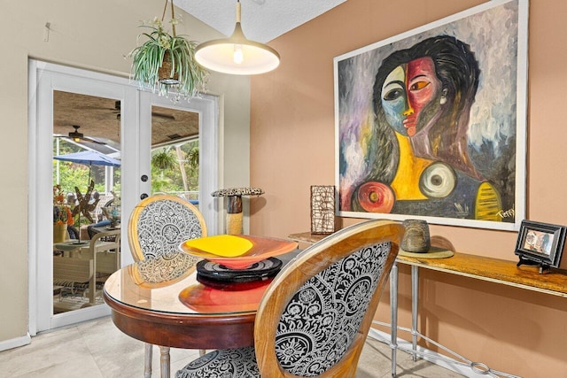 16243 E Calder Dr, Loxahatchee, FL 33470 - dining area with ceiling fan, a desk, and baseboards