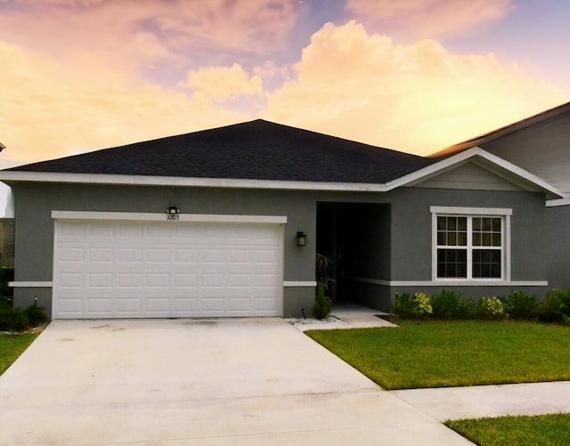 10813 SW Vasari Way, Port Saint Lucie, FL 34987 - ranch-style home with stucco siding, driveway, a garage, and a front yard