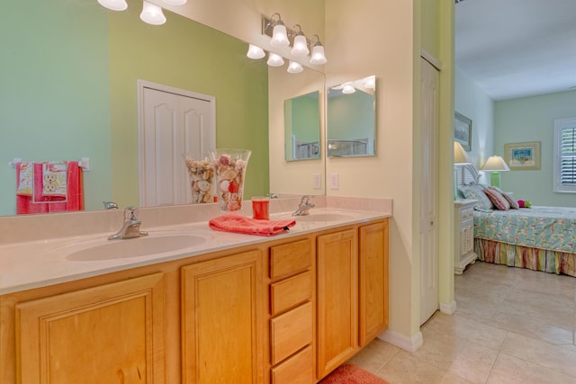 169 Stony Point Dr, Sebastian, FL 32958 - bathroom with double vanity and tile patterned floors