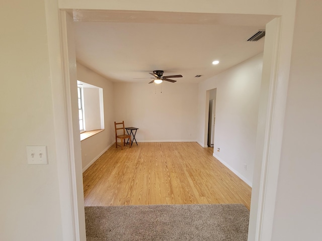 510 N 5th St, Lantana, FL 33462 - empty room featuring a ceiling fan, wood finished floors, baseboards, and recessed lighting