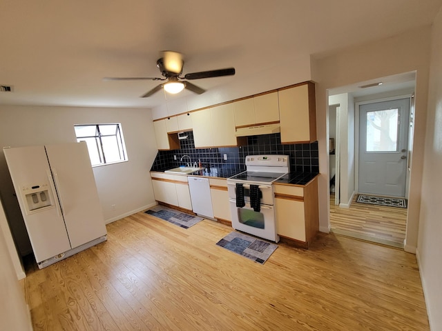 510 N 5th St, Lantana, FL 33462 - kitchen with white appliances, under cabinet range hood, a sink, and plenty of natural light