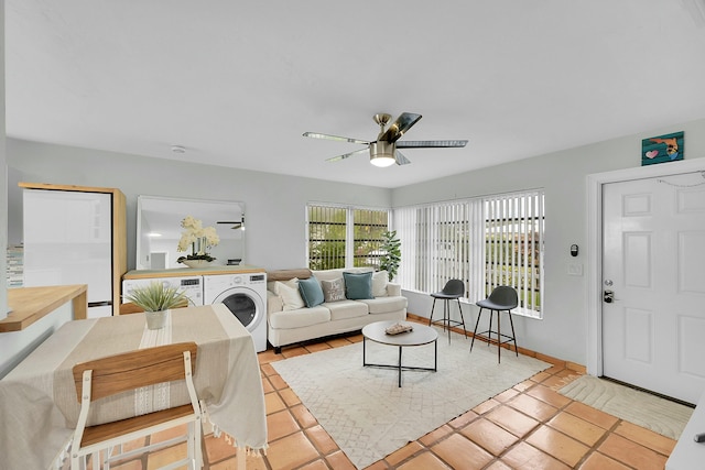 2135 NE 4th Way, Boca Raton, FL 33431 - living area featuring ceiling fan and light tile patterned floors