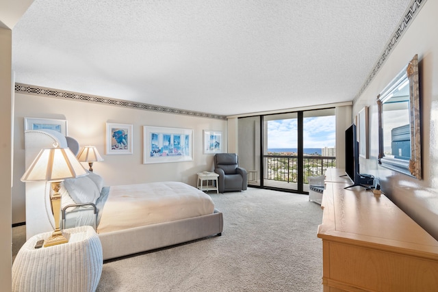 4740 S Ocean Blvd Unit 1403, Highland Beach, FL 33487 - carpeted bedroom featuring a textured ceiling, access to exterior, and floor to ceiling windows