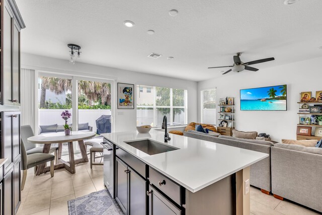 4340 Lago Dr, Deerfield Beach, FL 33064 - kitchen with appliances with stainless steel finishes, a sink, open floor plan, recessed lighting, and light countertops