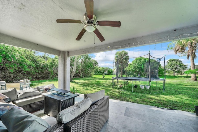 3990 Halcomb St, Port Saint Lucie, FL 34953 - view of patio with a trampoline, an outdoor hangout area, and ceiling fan