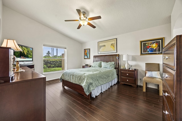 7116 Trentino Way, Boynton Beach, FL 33472 - bedroom with lofted ceiling, dark wood-type flooring, a ceiling fan, and baseboards