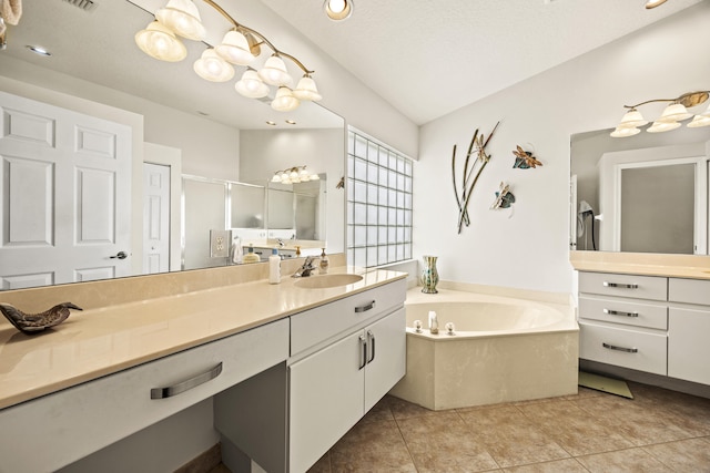 7116 Trentino Way, Boynton Beach, FL 33472 - bathroom with vanity, a bath, a shower stall, and tile patterned flooring