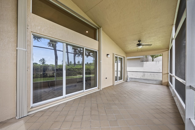 7116 Trentino Way, Boynton Beach, FL 33472 - unfurnished sunroom with lofted ceiling and ceiling fan