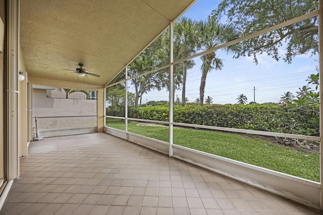 7116 Trentino Way, Boynton Beach, FL 33472 - unfurnished sunroom with ceiling fan and lofted ceiling