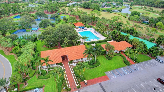 9278 Heathridge Dr, West Palm Beach, FL 33411 - drone / aerial view of a large body of water, a pool, and a golf club