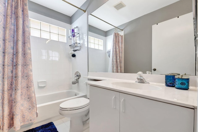 7989 Lakewood Cove Ct, Lake Worth, FL 33467 - bathroom with shower / bath combo, vanity, toilet, and tile patterned floors