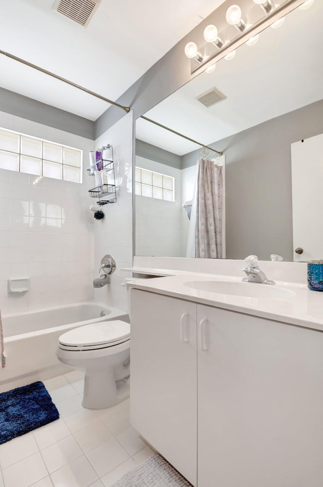 7989 Lakewood Cove Ct, Lake Worth, FL 33467 - full bathroom featuring vanity, toilet, shower / tub combo with curtain, and tile patterned floors