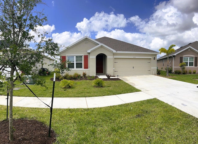 10789 SW Cremona Way, Port Saint Lucie, FL 34987 - single story home featuring a garage, driveway, a front yard, stucco siding, and roof with shingles