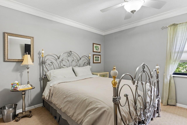 3523 Pine Haven Cir, Boca Raton, FL 33431 - carpeted bedroom with crown molding and a ceiling fan