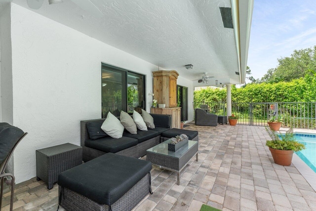 3523 Pine Haven Cir, Boca Raton, FL 33431 - view of patio with an outdoor living space and a ceiling fan