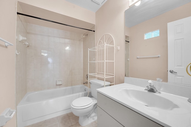 654 SW Kayak Ave, Port Saint Lucie, FL 34953 - bathroom featuring toilet, vanity, tile patterned floors, and tub / shower combination