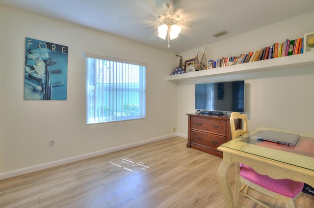 4290 Camrose Ln, West Palm Beach, FL 33417 - office featuring light wood finished floors and a ceiling fan