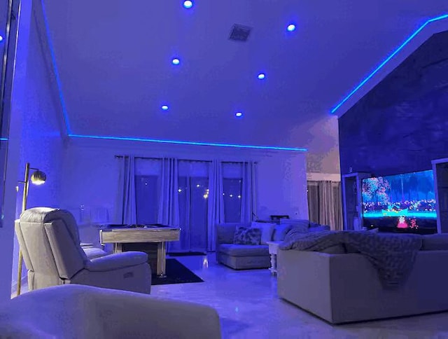 9823 NE Sun Pointe Dr, Boynton Beach, FL 33437 - home theater featuring billiards and recessed lighting