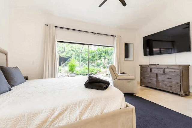 9823 NE Sun Pointe Dr, Boynton Beach, FL 33437 - carpeted bedroom featuring access to exterior and ceiling fan