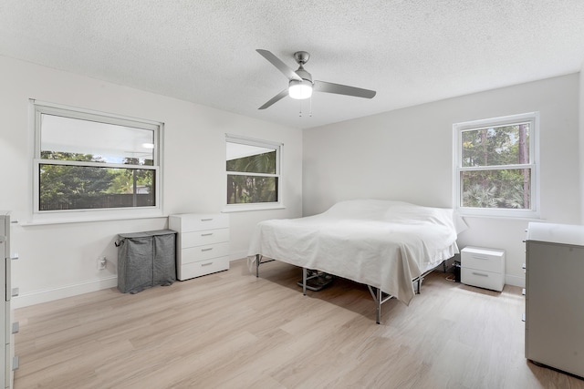 13655 N 68th St N, West Palm Beach, FL 33412 - bedroom featuring light wood-style floors, a textured ceiling, and ceiling fan