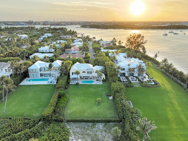 143 E Inlet Dr, Palm Beach, FL 33480 - aerial perspective of suburban area featuring a nearby body of water and a pool