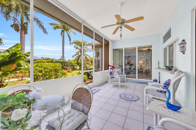 3592 SW Rosser Blvd, Port Saint Lucie, FL 34953 - sunroom with a ceiling fan and tile patterned floors