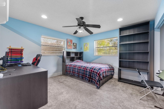 3099 NW 28th Ter, Boca Raton, FL 33434 - carpeted bedroom featuring baseboards, a desk, recessed lighting, and ceiling fan