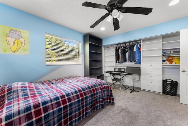 3099 NW 28th Ter, Boca Raton, FL 33434 - bedroom featuring carpet floors, recessed lighting, a closet, and a ceiling fan