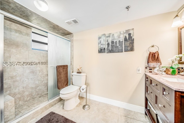 6372 La Costa Dr Unit 306, Boca Raton, FL 33433 - full bathroom with vanity, tiled shower, toilet, tile patterned floors, and baseboards